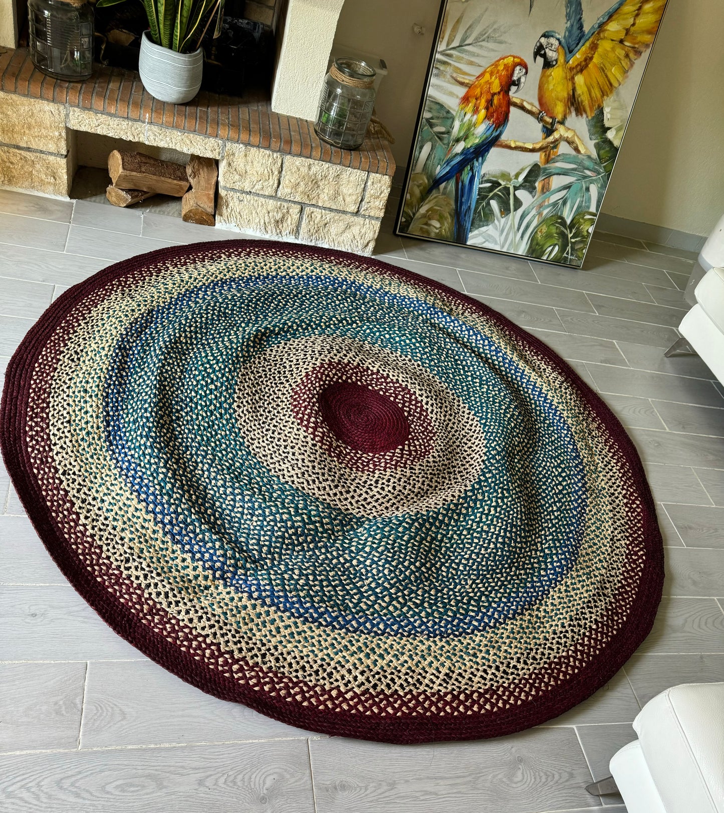 TAPIS EN RAPHIA CERISE PIECE UNIQUE