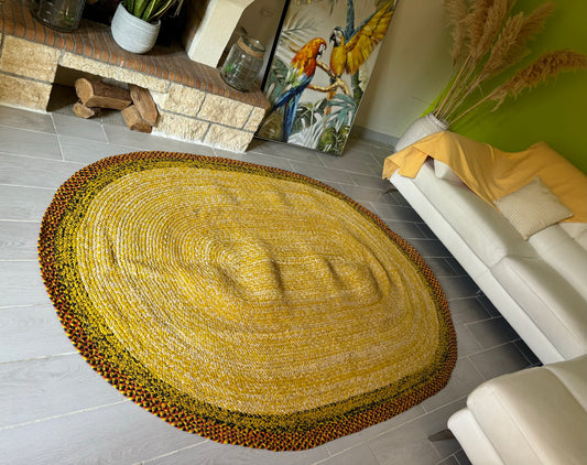 TAPIS EN RAPHIA Yellow          PIECE UNIQUE